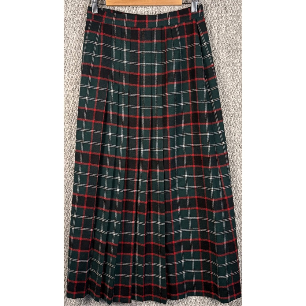 VTG 90s Austin Hill Plaid Wool Skirt Women 10 Tartan Pleated Maxi Academia Prep